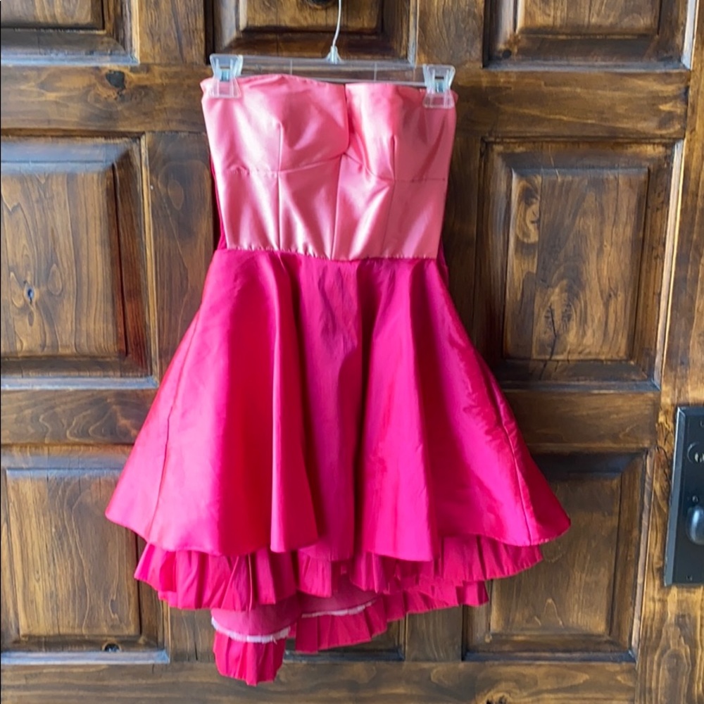 Hot pink strapless dress